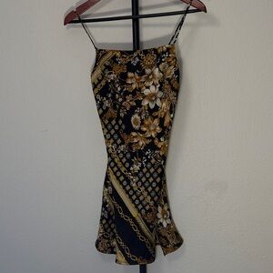 NWOT Princess Polly Size 2 Slip Dress Black and Gold Detail Mob Wife